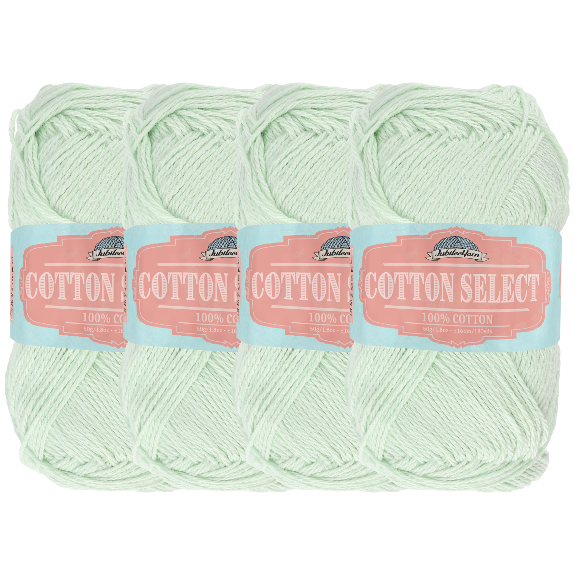 BambooMN Cotton Select Yarn - Green Mint (200g/720yds) - 2 Sport Weight - 4  Skeins